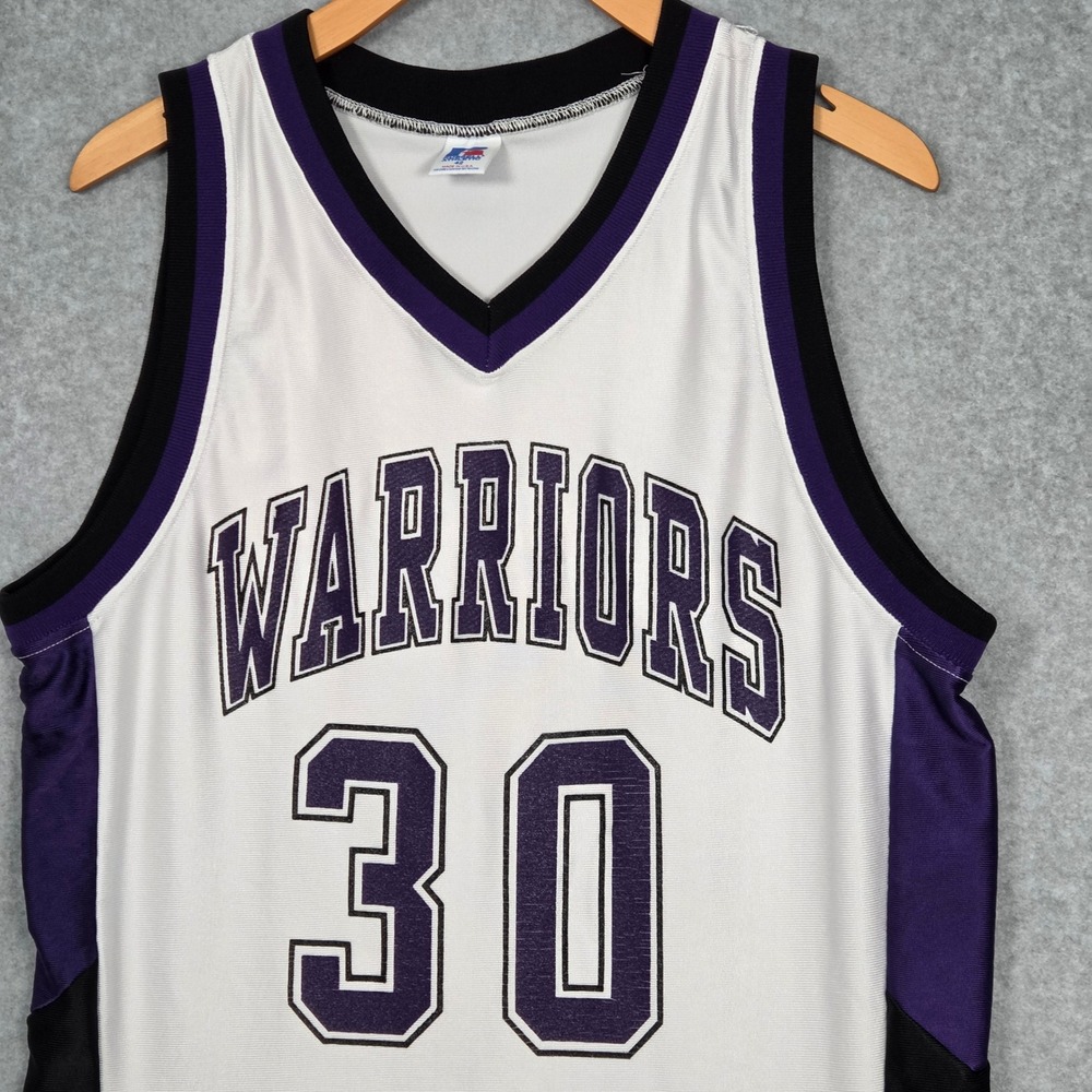 Vintage‎ Russell Men 42 Medium Warriors 30 Basketball Jersey Satin Purple USA